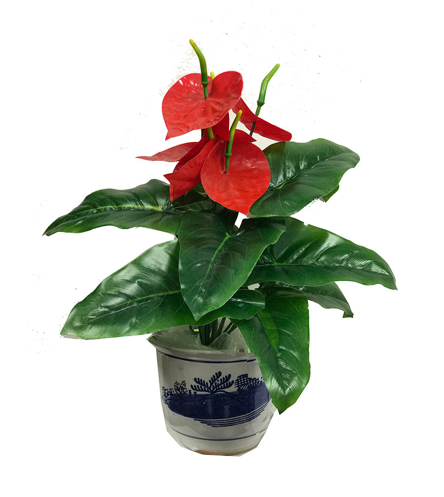 anthurium faux flower Artificial plant decor: fake fabric/plastic flamingo flower: faux plant for spa/clinic decoration: / Anthurium, painter's palette HF095-2