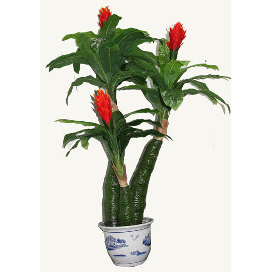 Artificial plant: fake fabric/plastic Guzmania conifera: faux plant fo–  Acubest