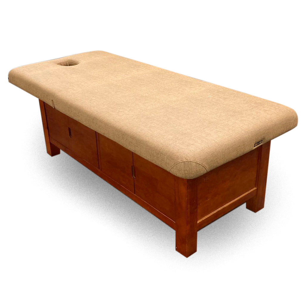 A&A Wooden Frame Massage Table with Storage Compartment / T-10C - Acubest